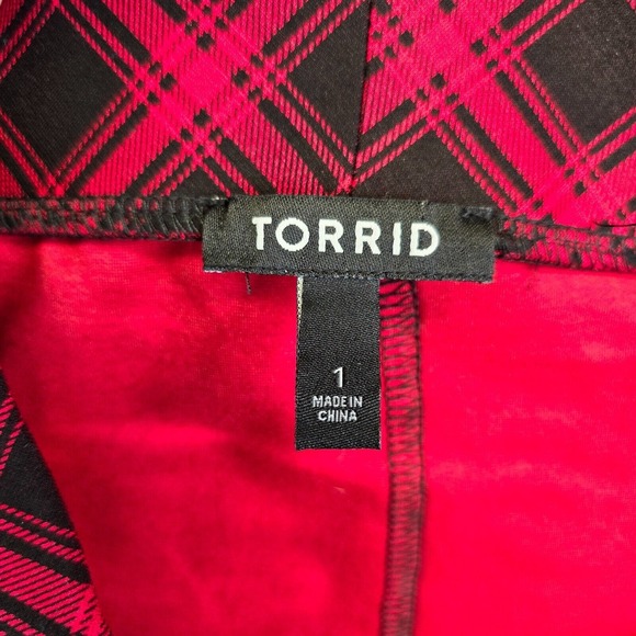 Torrid Skirt Women's Plus 1X Red Plaid Academia Lace Goth Steampunk Whimsigoth - Picture 2 of 10